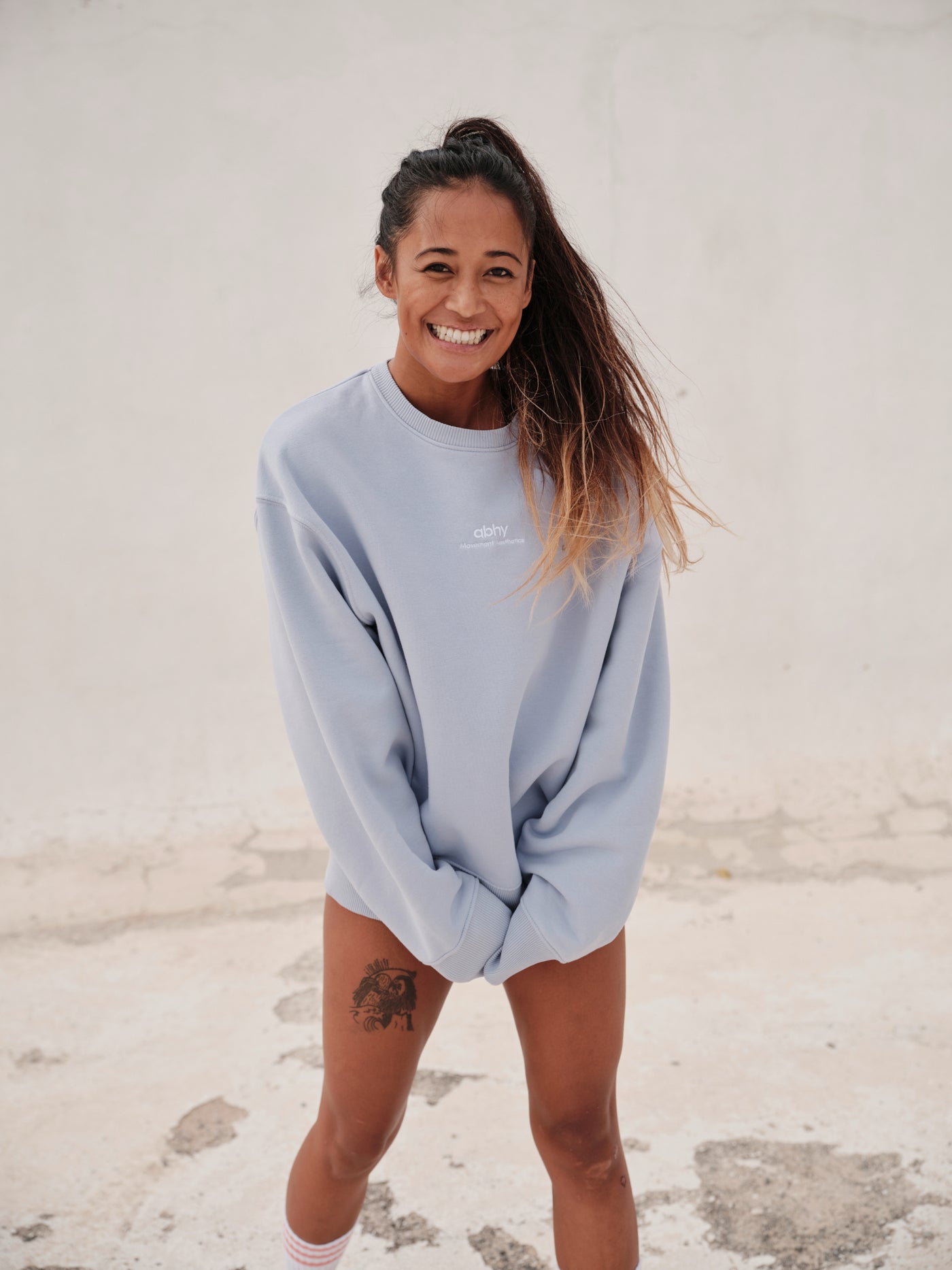 Perfectly Oversized Crew Sweater - Powder Blue