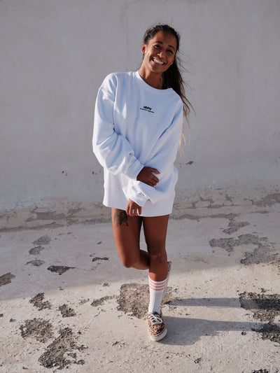 Perfectly Oversized Crew Sweater - Pure White